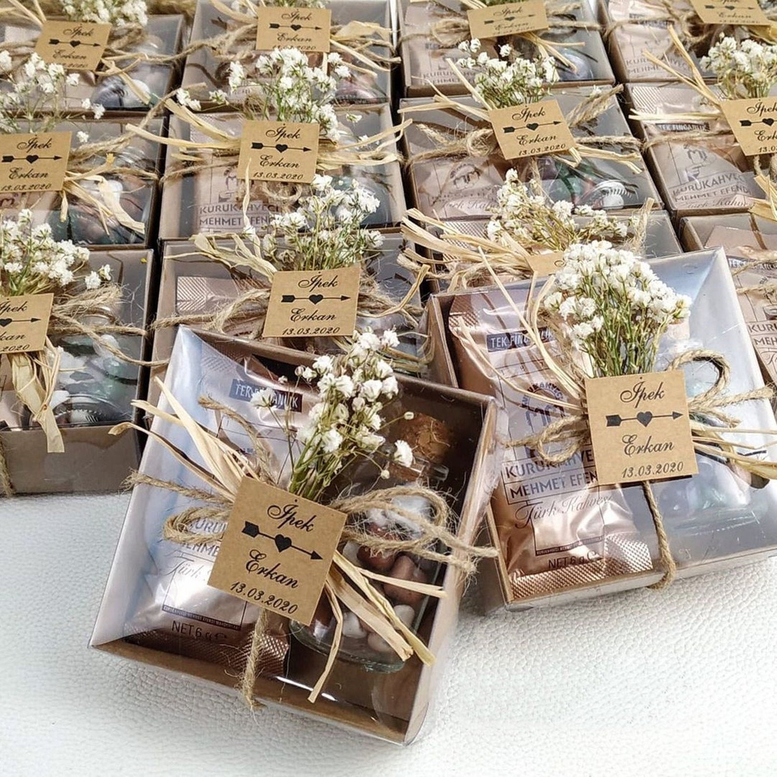 Affordable Edible Wedding Favors - Turkish Coffee and Pebble Chocolate Mini Favor Box