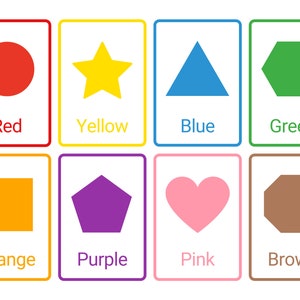 Tarjetas de colores / Tarjeta preescolar imprimible / Juego de memoria preescolar / Tarjetas de colores para niños / Aprender color / Imprimible / Fácil de imprimir