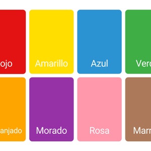 Flashcards espagnols en couleur | Español Colores Tarjetas didáctica | Imprimable | Imprimable | Jeu de mémoire préscolaire | Juego de memoria preescolar