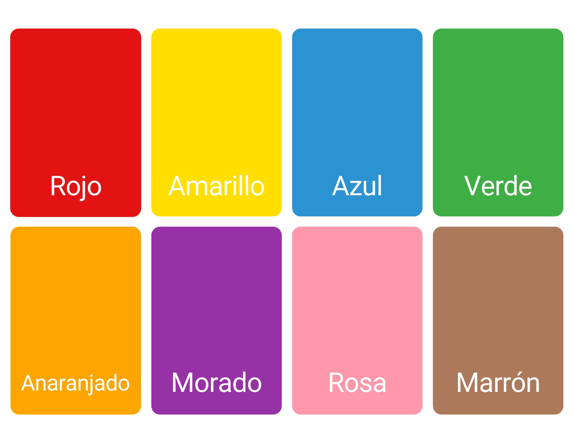 Spanish Color Flashcards Español Colores Tarjetas Didáctica Printable  Imprimible Preschool Memory Game Juego De Memoria Preescolar 