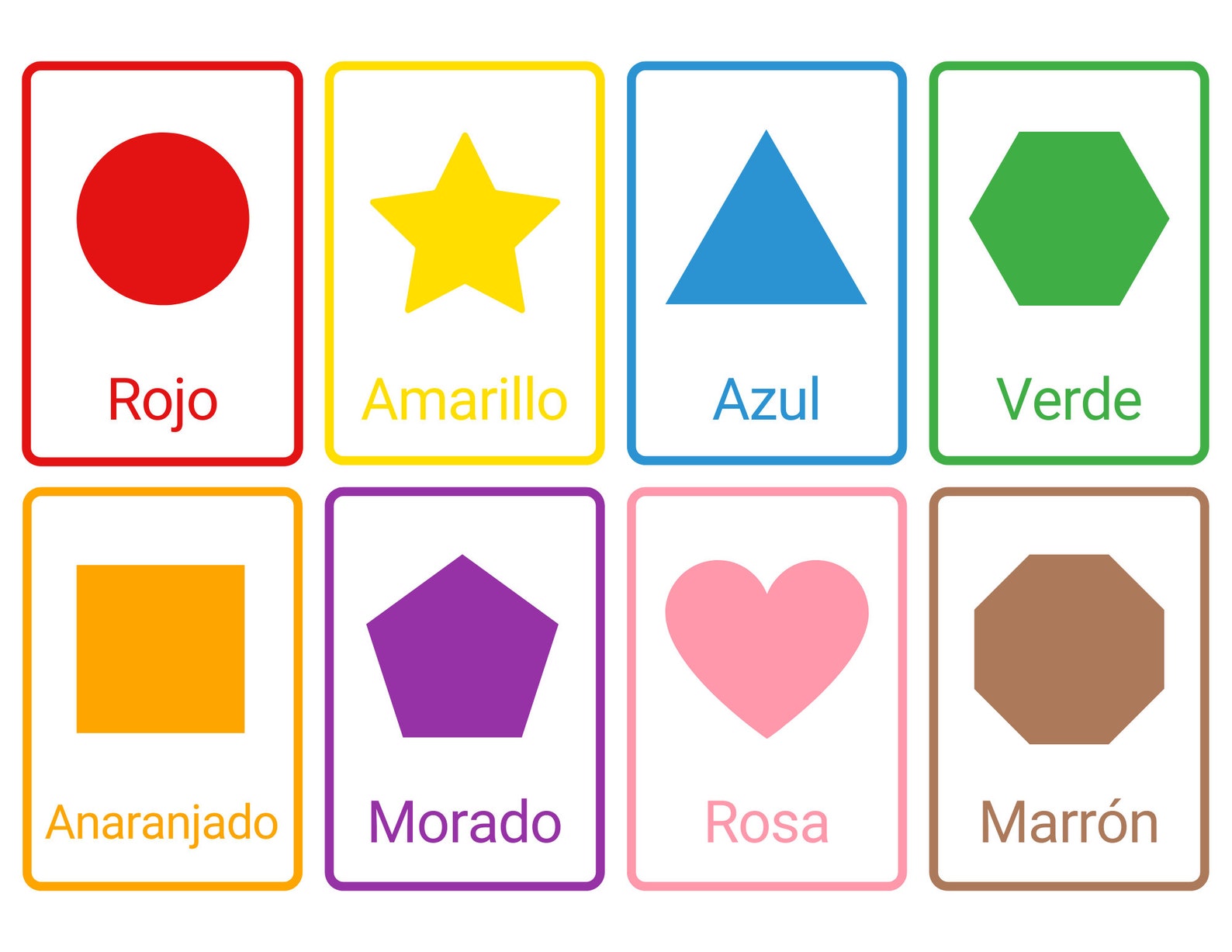 Spanish Color Flashcards Español Colores Tarjetas Didáctica Printable