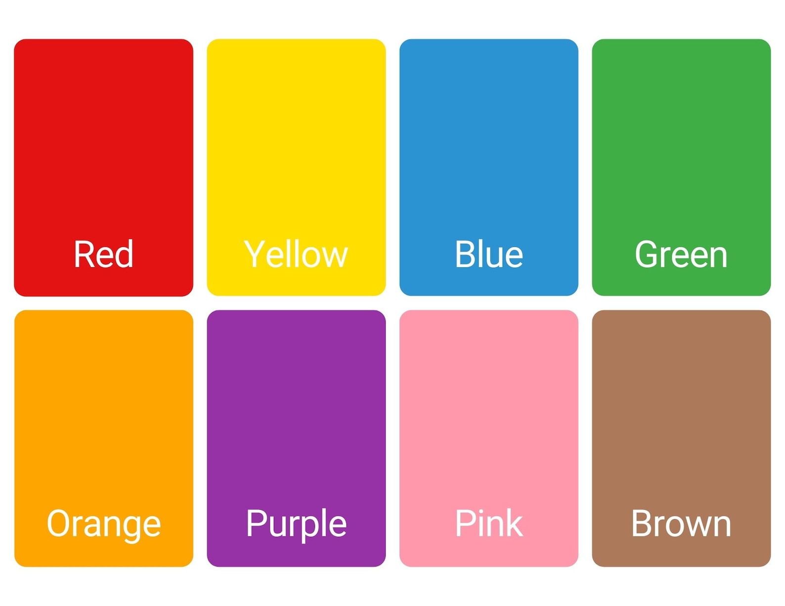 Colors Flashcards Printable