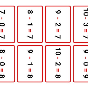 Math Flashcards | Flashcards | Elementary Memory Game | Subtraction ...