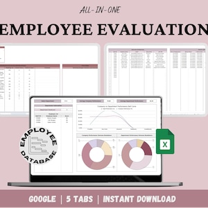 Employee Performance Evaluation Tracker on Google Sheet, Employee Performance Review & Analytics Spreadsheet, HR Evaluation and Performance