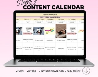 Excel-sjabloon social media contentkalender (digitale download)