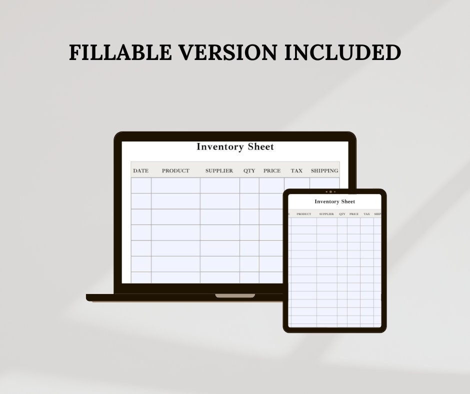 Inventory Sheet Printable Simple Inventory Tracker Small Etsy