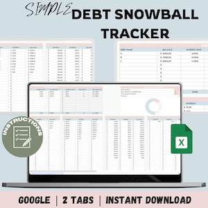 Debt Snowball Calculator Spreadsheet Google Sheets Debt Payoff Tracker Debt Payment Tracker Debt Free Planner Debt Calculator Spreadsheet