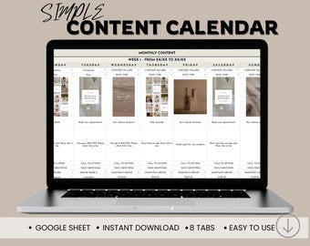 Social Media Content Calendar, Planner Google Sheet (Digital Download)