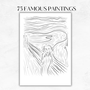 75 Famous Paintings Coloring Pages, Adult Coloring Pages