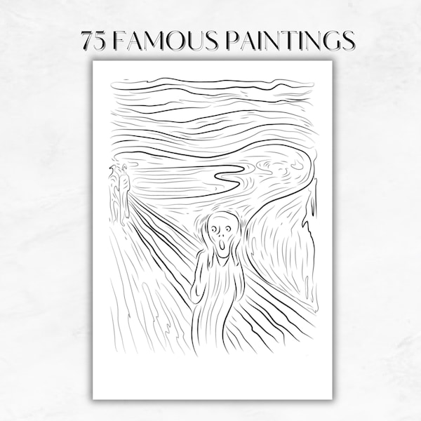 75 Famous Paintings Coloring Pages, Adult Coloring Pages