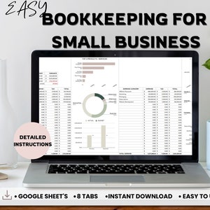 Bookkeeping Spreadsheet For Small Businesses, Bookkeeping Template, Business Expense Tracker Google Sheets, Accounting Template