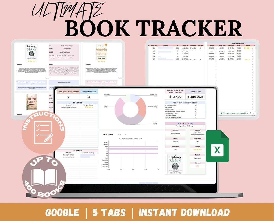Book Tracker & Reading List on Google Sheets, Personal Digital Library ...
