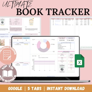 Book Tracker & Reading List on Google Sheets, Personal Digital Library, Reading Journal Spreadsheet, Book Lovers Gift, Book Collection Log