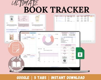 Book Tracker & Reading List on Google Sheets, Personal Digital Library, Reading Journal Spreadsheet, Book Lovers Gift, Book Collection Log