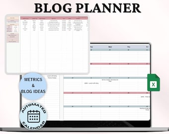 Blog Planner Google Sheets Template, Content Calendar, Planner Template for Bloggers