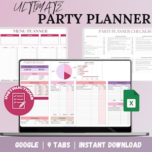 Foglio di calcolo per l'organizzatore di feste, modello di budget per feste, foglio di calcolo Google per l'organizzatore di eventi
