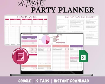 Party Planner Spreadsheet, Party Budget Template, Event Planner Google Sheet