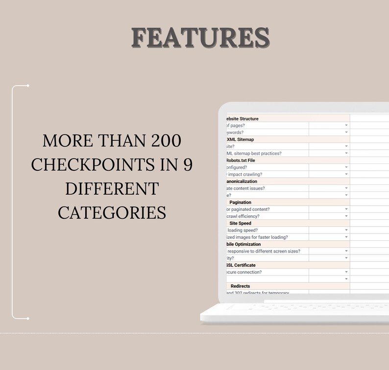 SEO Audit Checklist Template, SEO Checklist Spreadsheet image 2