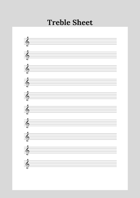Printable Treble Clef Sheet Music A4 and Letter Size - Etsy UK