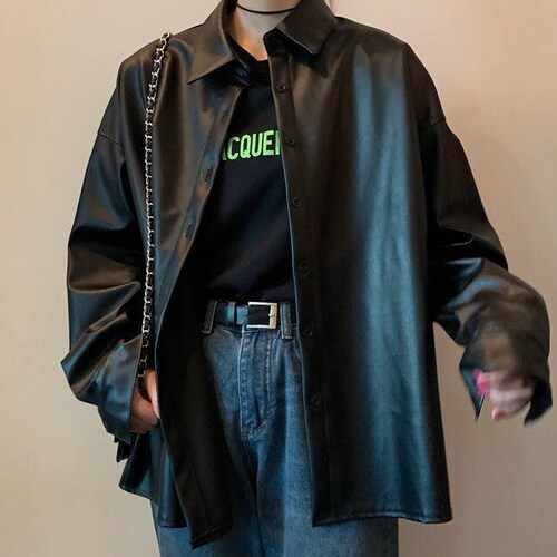 Vintage Oversized Leather Jacket / Gothic Jacket / Leather - Etsy