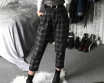 Baggy Pants - Plaid Pants / Grunge Pants / Relaxed Pants / Cargo Pants / Vintage Pants / Plaid Trousers.