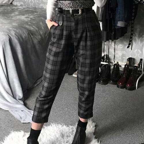 Baggy Pants - Plaid Pants / Grunge Pants / Relaxed Pants / Cargo Pants / Vintage Pants / Plaid Trousers.