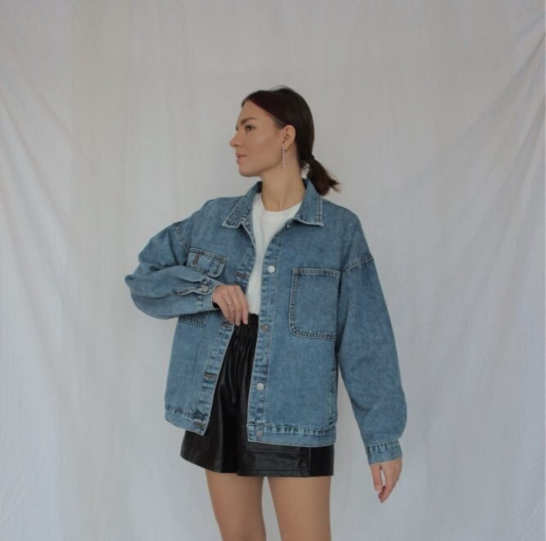 Vintage Denim Jacket Oversized Jeans Coat. - Etsy