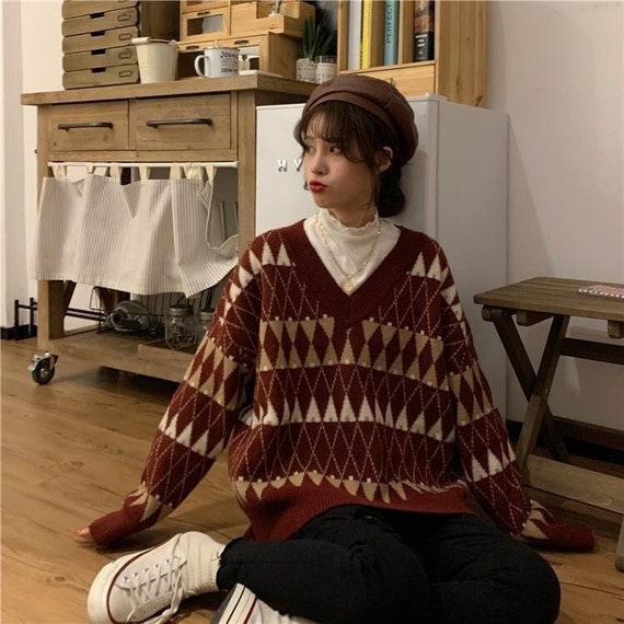 Dark Academia Sweater Grandpa Aesthetic Sweater Oversized - Etsy
