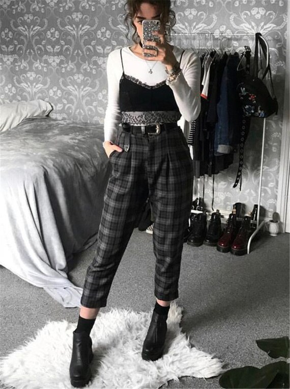 Baggy Pants Plaid Pants / Grunge Pants 