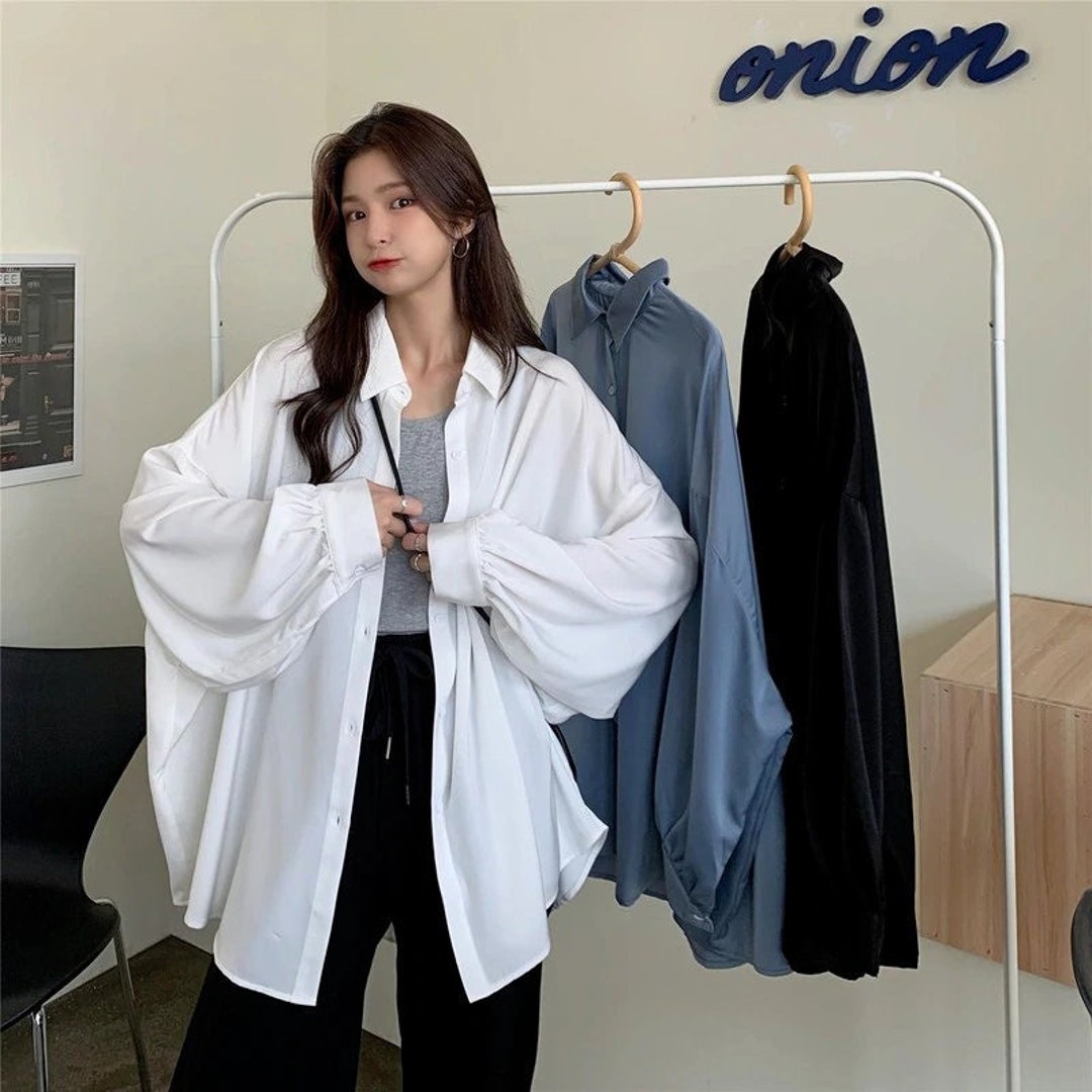 Aesthetic Oversized Shirt Elegant Lantern Sleeve Shirt - Etsy