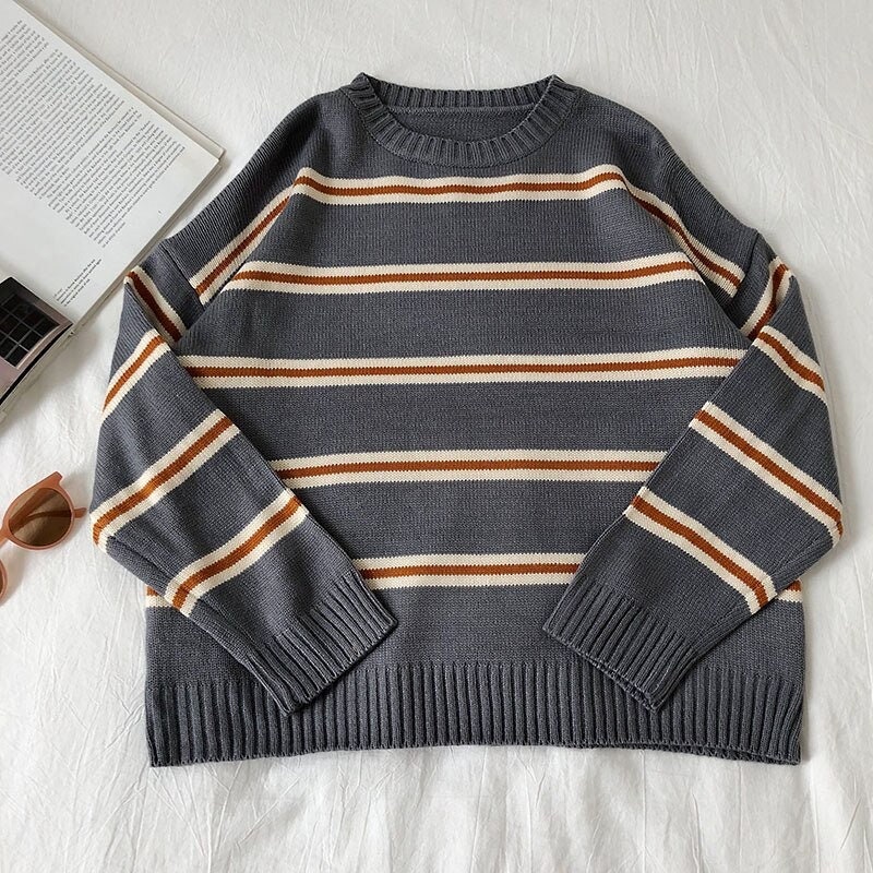 Vintage Striped Sweater / Aesthetic Oversized Jumper / Loose - Etsy