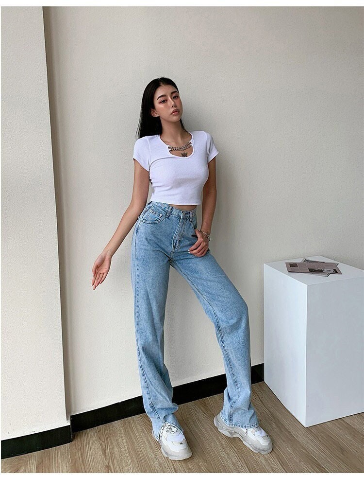 Aesthetic Y2K Baggy Jeans / Straight Leg Jeans / High Waisted - Etsy