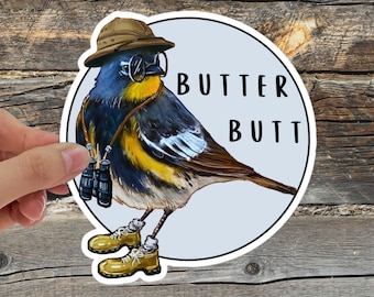 Butter Butt, Yellow-rumped Warbler Bird Nerd Sticker