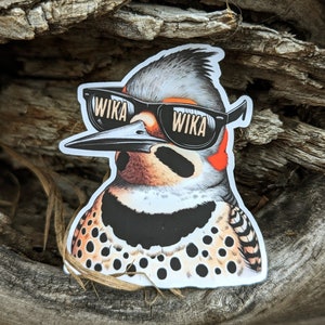 Northern Flicker Wika WIka Dance Bird Nerd Vinyl Sticker. Birding Sticker. Bird Lover Water Bottle Sticker. Funny Bird Watcher Gift.