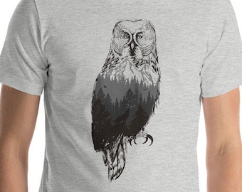 Owl Forest Graphic T-Shirt, Bird Lover Gift