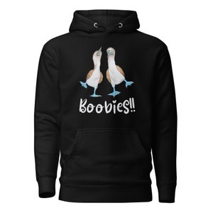 I love Boobies! Funny Blue-footed booby bird hoodie with vintage watercolor illustration
