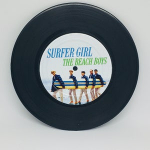 Surfer Girl- Fathers Day Gift, Independence Day Gift, Vinyl Record Coaster, Vintage Record, Gift for Music Lovers