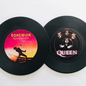 Set of 2 - Vinyl Retro Record Coasters Set - Gift for Music Lovers -Independence Day