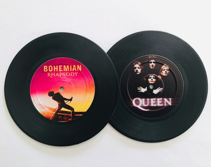 Set of 2 - Vinyl Retro Record Coasters Set - Gift for Music Lovers -Independence Day