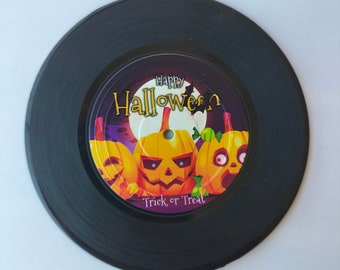 Halloween Record Coaster, Halloween Party Favor, Trick or Treat Gifts, Boo !!