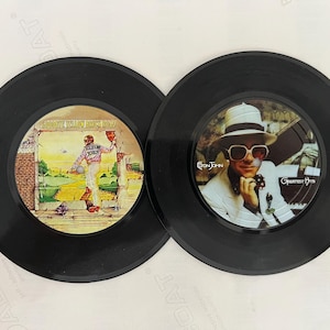 Set of 2- Vinyl Retro Pop/Rock Record Coasters - Gift for Music Lovers