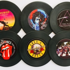 Best Seller Set of 6, Vinyl Retro Record Coasters, Gift for Music Lovers