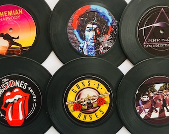 Best Seller Set of 6, Vinyl Retro Record Coasters, Gift for Music Lovers