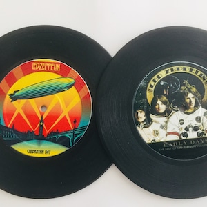 Vinyl Retro Record Coasters Set of 2 - Gift for Rock Music Lovers