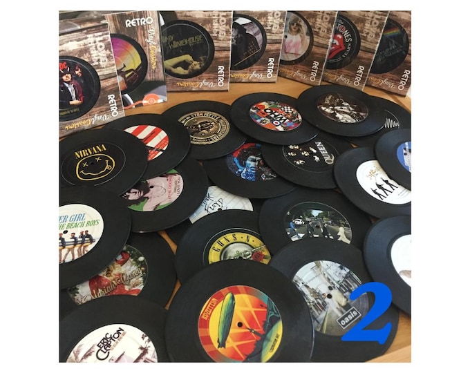 2nd list - Vintage Look Vinyl Record Coasters – Music Gift, Party Favor