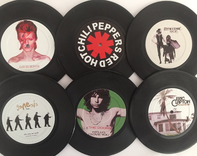 Vinyl Vintage Record Coasters, Set of 6, Gift for Music Lovers