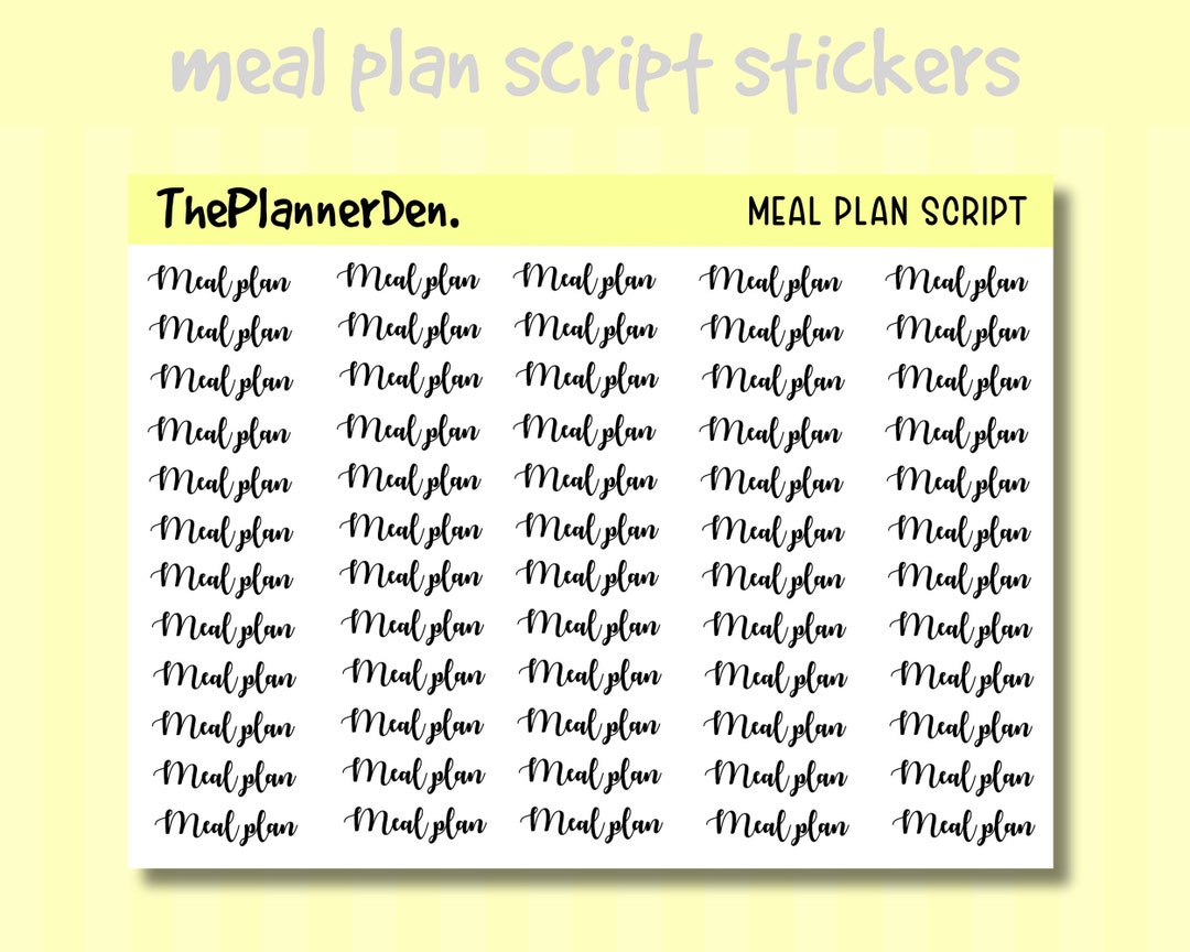 Meal Plan Script Sticker, Meal Planning Sticker Sheet, Planner Sticker ...