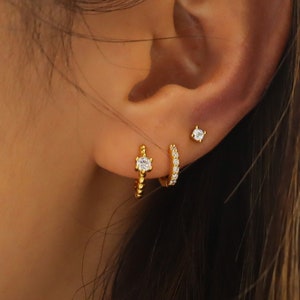 WaterProof-18K gold plated sterling silver dainty everyday earring set, earring stack, sterling silver earring set, gift ready