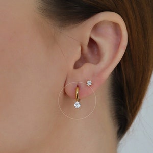 NEW! CZ earrings, Anti-tarnish Water Proof Cubic Zircon Huggie Earrings, Valentine's Gift, Gold dainty earrings, CZ diamond huggies