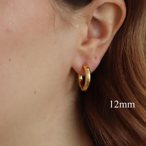 Grosses boucles d'oreilles épaisses et imperméables en or, Créoles imperméables en acier inoxydable plaqué or et anti-ternissement, Résistant à la ternissure